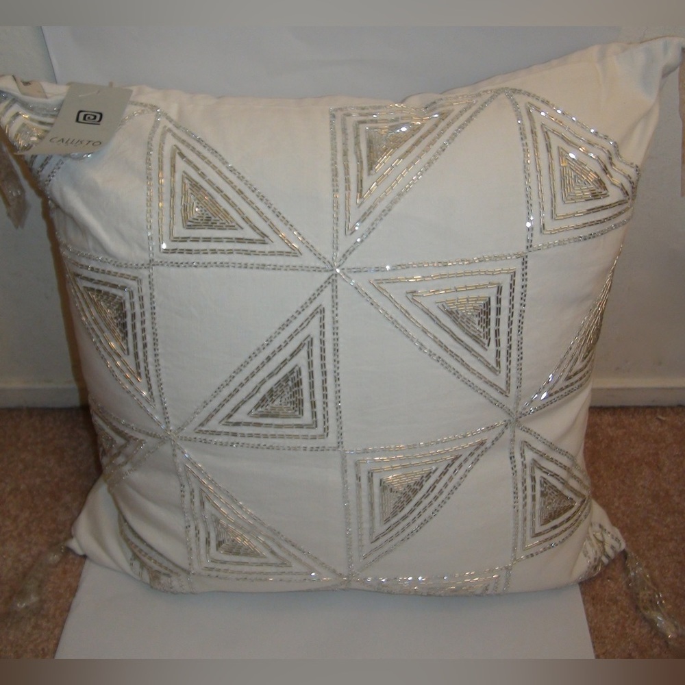 Callisto Home Triangle Beaded Accent Pillow